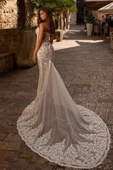 Spaghetti-Straps Lace Wedding Dress Mermaid Long Online