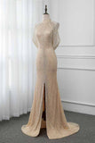 Sparkly Crystals High-Neck Prom Dresses with Front Slit Online