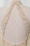 Sparkly Crystals High-Neck Prom Dresses with Front Slit Online