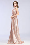 Sparkly Sequined V-Neck Sleeveless Bridesmaid Dress Online