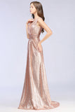 Sparkly Sequined V-Neck Sleeveless Bridesmaid Dress Online