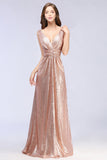 Sparkly Sequined V-Neck Sleeveless Bridesmaid Dress Online
