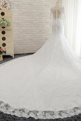 Stunning Jewel Long Sleeves Tulle Lace Wedding Dress Mermaid Jewel Appliques Bridal Gowns On Sale