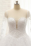 Stylish Longsleeves A line Lace Wedding Dresses Tulle Ruffles Bridal Gowns With Appliques Online