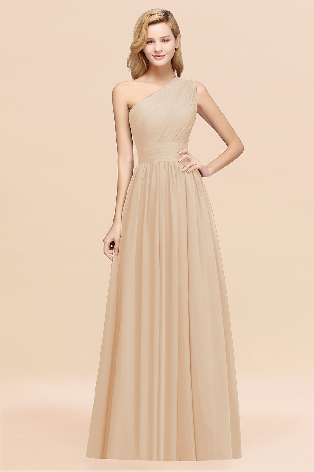 Stylish One-shoulder Sleeveless Long Junior Bridesmaid Dresses Affordable