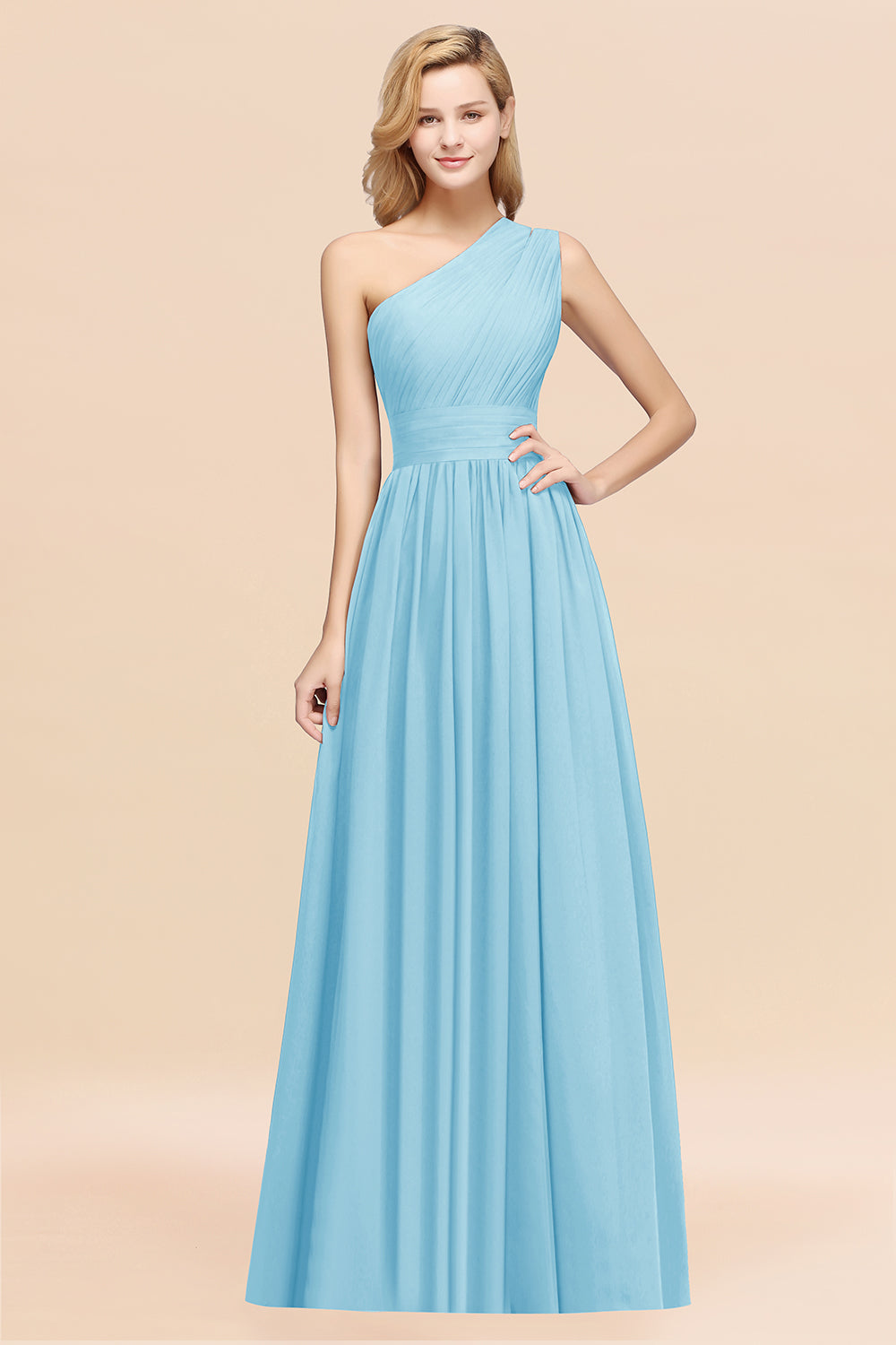 Stylish One-shoulder Sleeveless Long Junior Bridesmaid Dresses Affordable