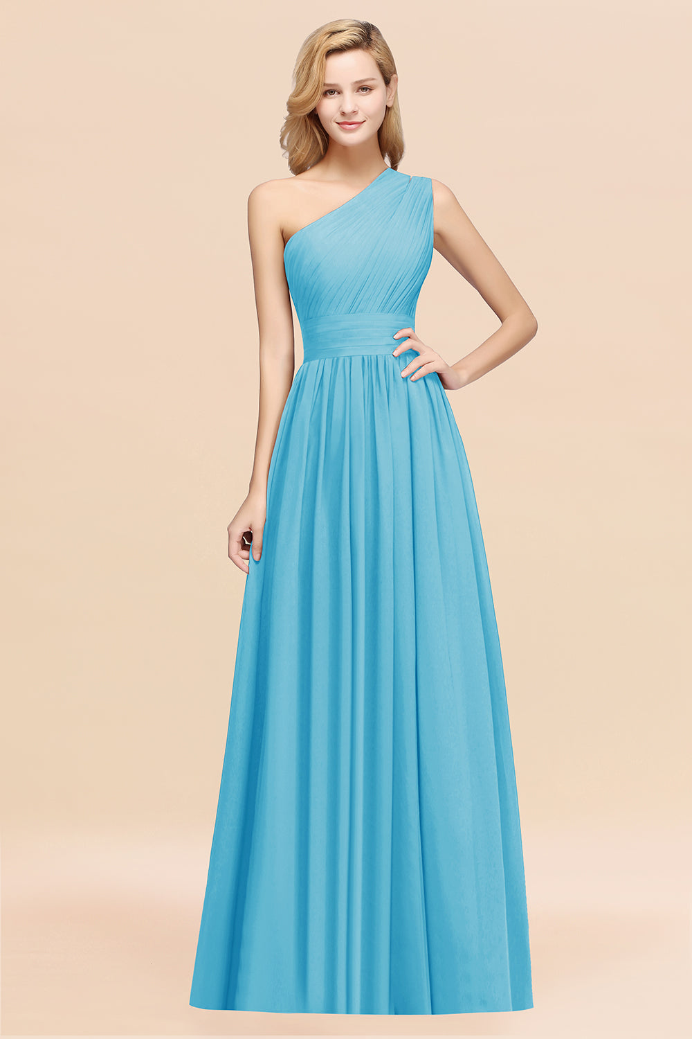 Stylish One-shoulder Sleeveless Long Junior Bridesmaid Dresses Affordable