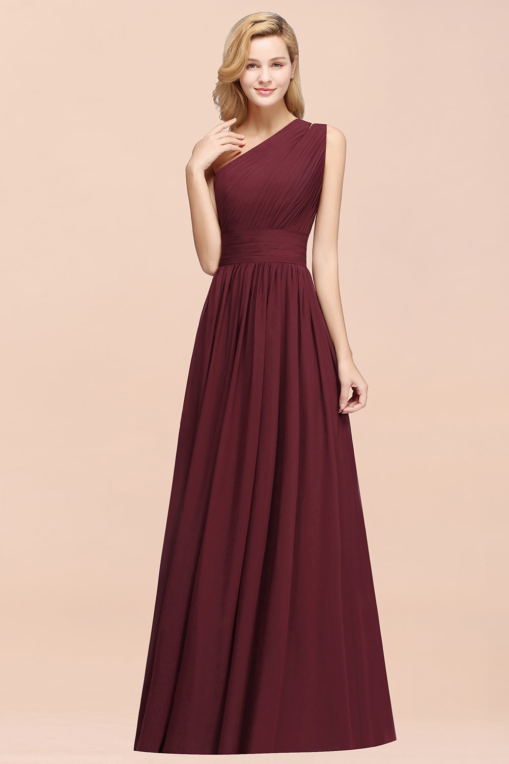 Stylish One-shoulder Sleeveless Long Junior Bridesmaid Dresses Affordable