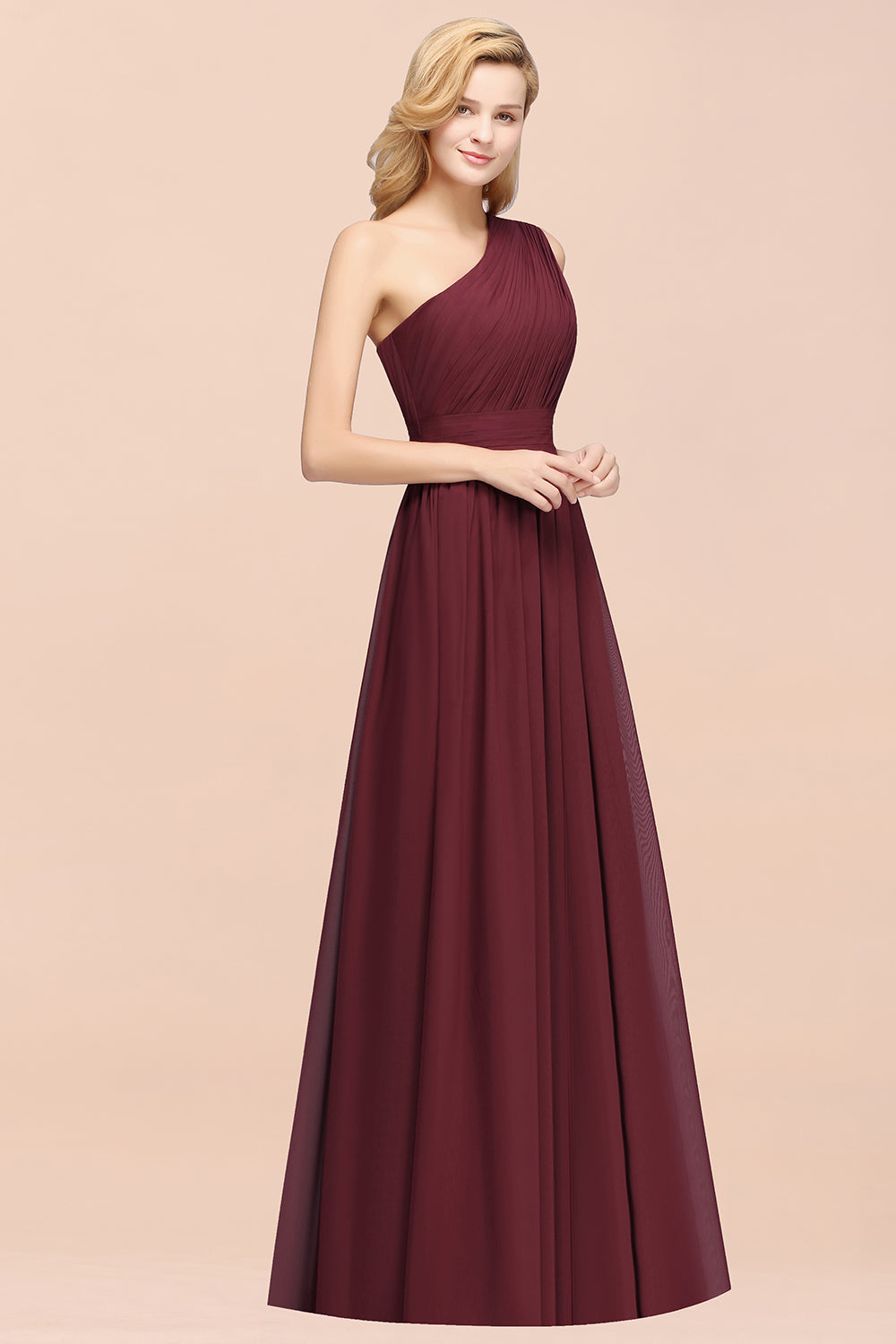 Stylish One-shoulder Sleeveless Long Junior Bridesmaid Dresses Affordable