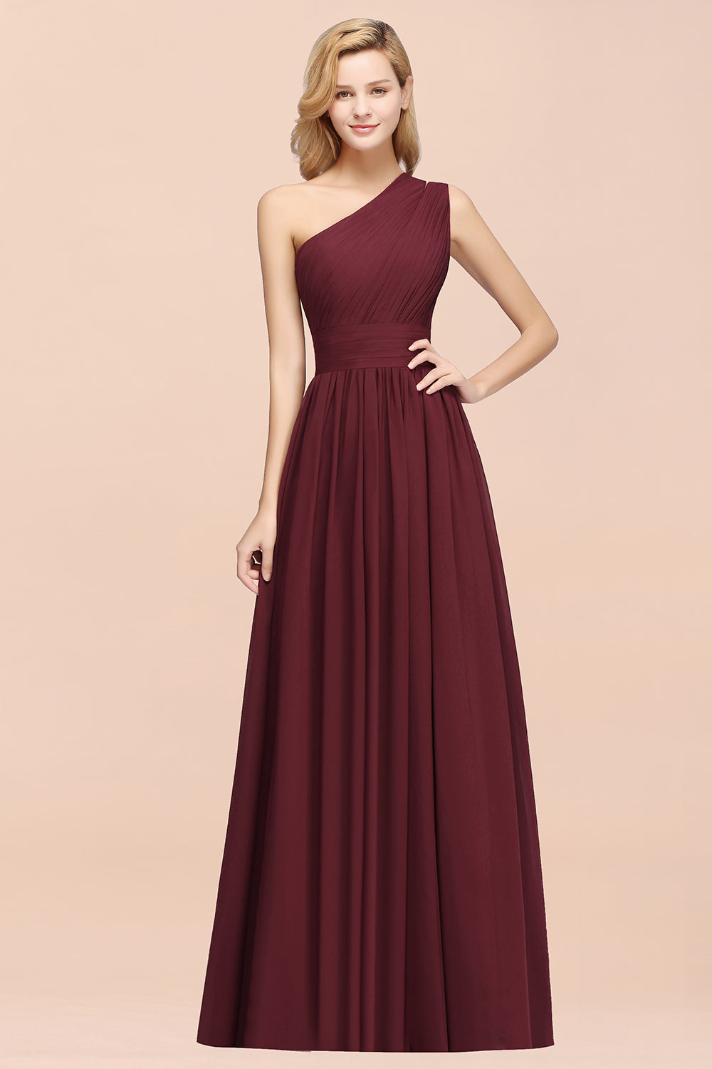 Stylish One-shoulder Sleeveless Long Junior Bridesmaid Dresses Affordable