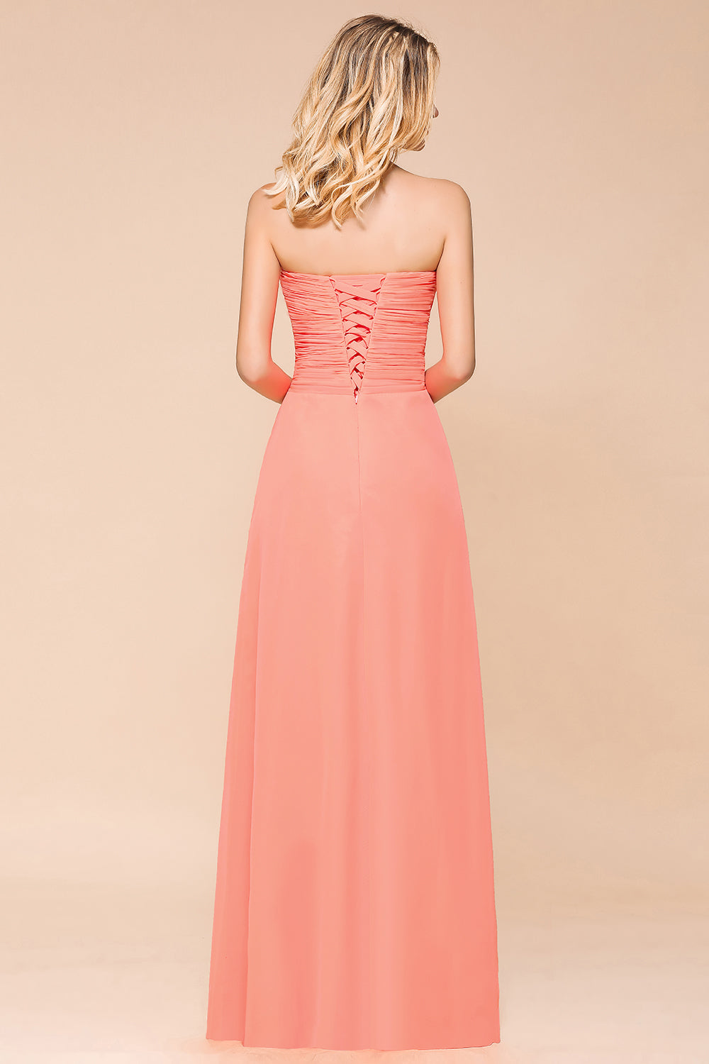 Stylish Sweetheart Ruffle Affordable Coral Chiffon Bridesmaid Dresses Online