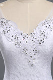 Stylish V-Neck White Lace Mermaid Wedding Dress Appliques Sleeveless Sequins Bridal Gowns