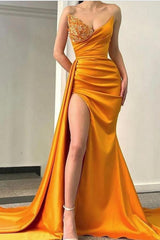 Sweetheart Mermaid Evening Dress Split Long With Beads