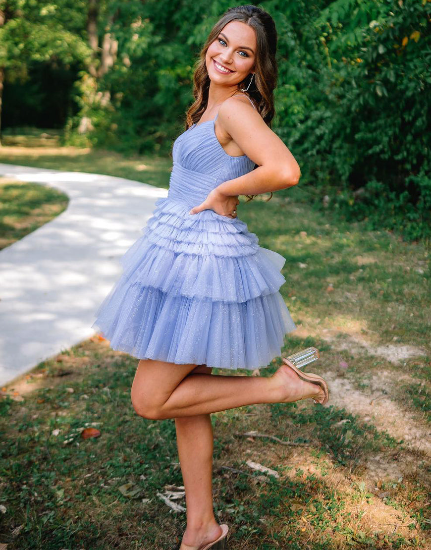 Layla A-Line Deep V-Neck Tiered Homecoming Dress Newinlook Layla A-Line Deep V-Neck Tiered Homecoming Dress Newinlook