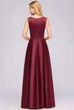 Vintage Deep-V-Neck Long Burgundy Bridesmaid Dress Online