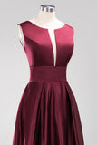 Vintage Deep-V-Neck Long Burgundy Bridesmaid Dress Online