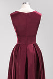 Vintage Deep-V-Neck Long Burgundy Bridesmaid Dress Online