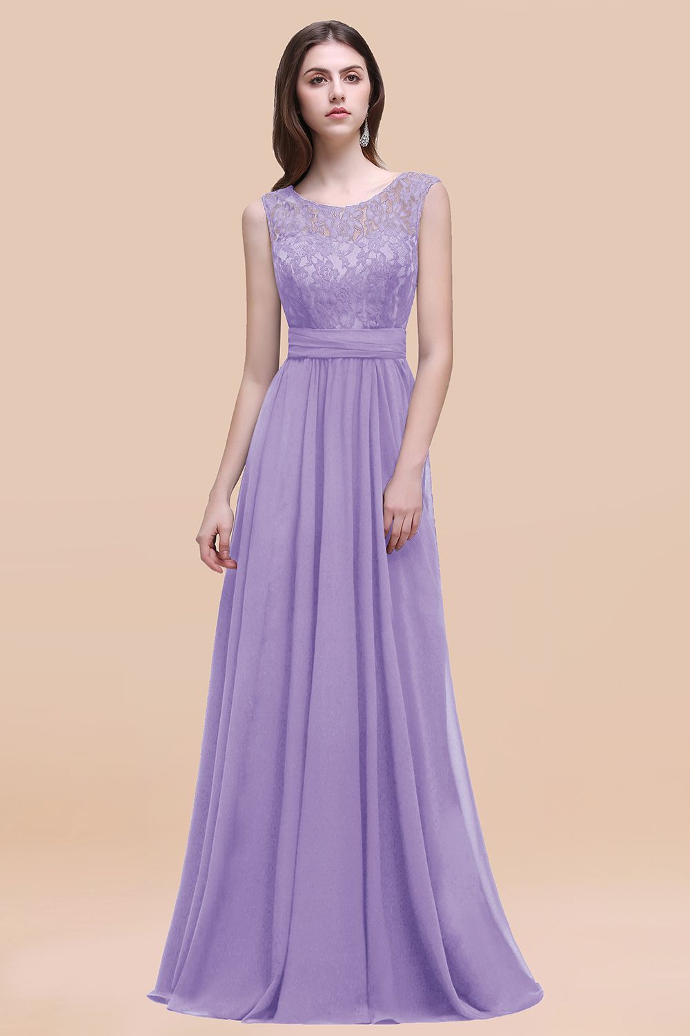 Vintage Lace Scoop Sleeveless Dark Blue Bridesmaid Dresses with V-Back – Newinlook