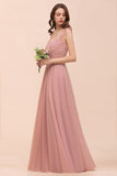 Vintage Mauve Chiffon Straps Ruffle Affordable Bridesmaid Dress