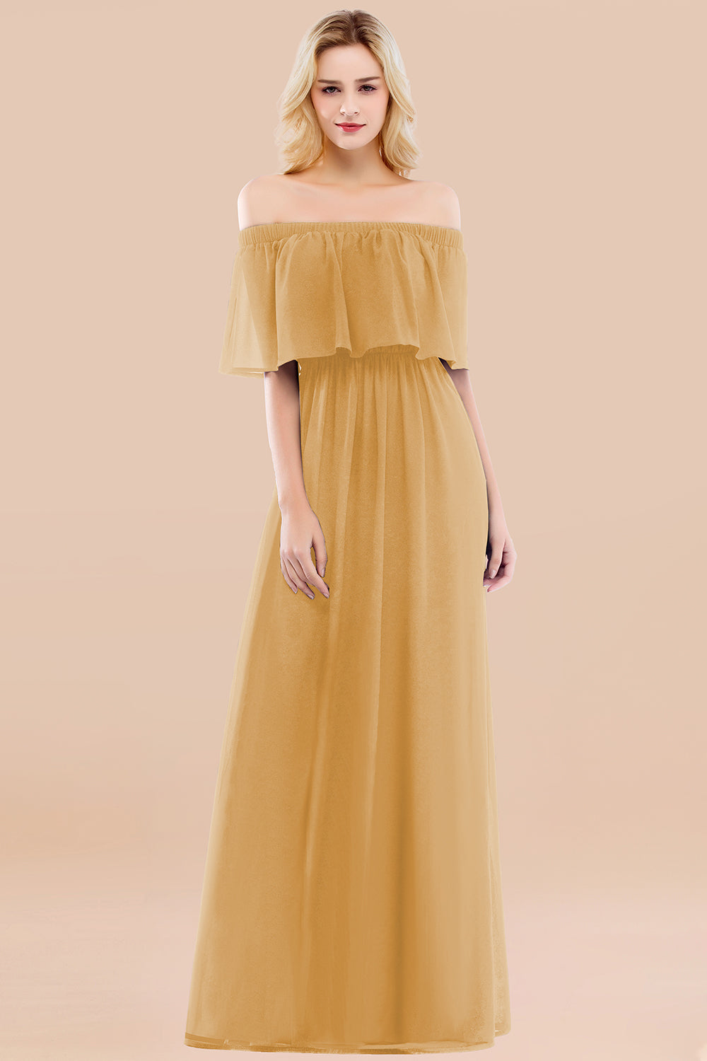 Vintage Off-the-Shoulder Long Burgundy Bridesmaid Dresses with Ruffle – Newinlook