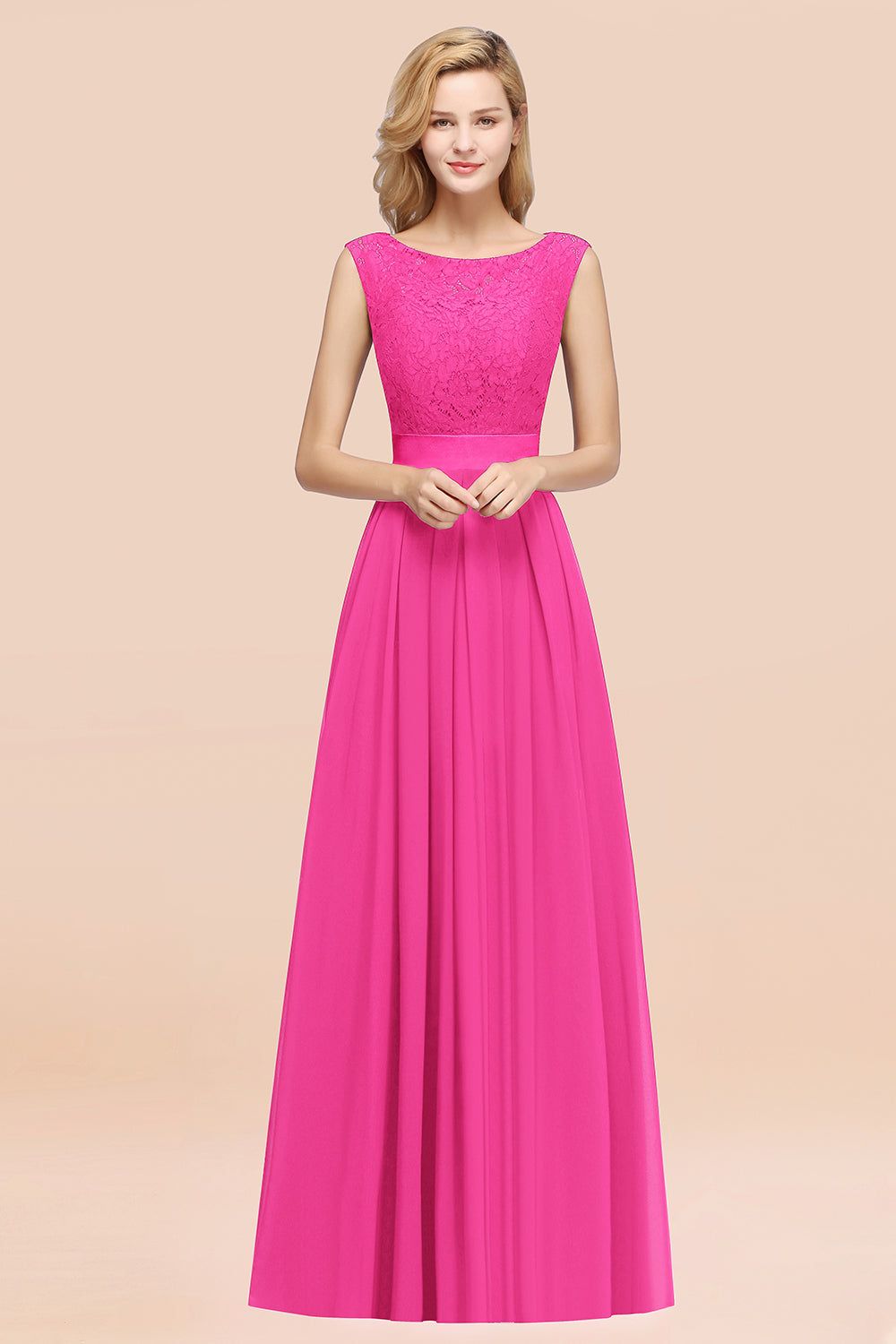 Vintage Sleeveless Lace Bridesmaid Dresses Affordable Chiffon Wedding Party Dress Online