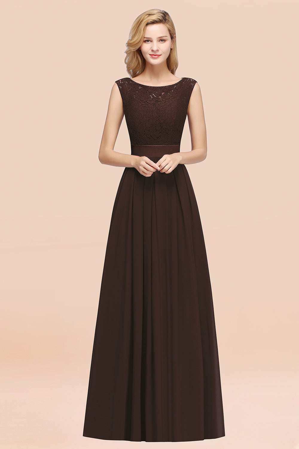 Vintage Sleeveless Lace Bridesmaid Dresses Affordable Chiffon Wedding Party Dress Online