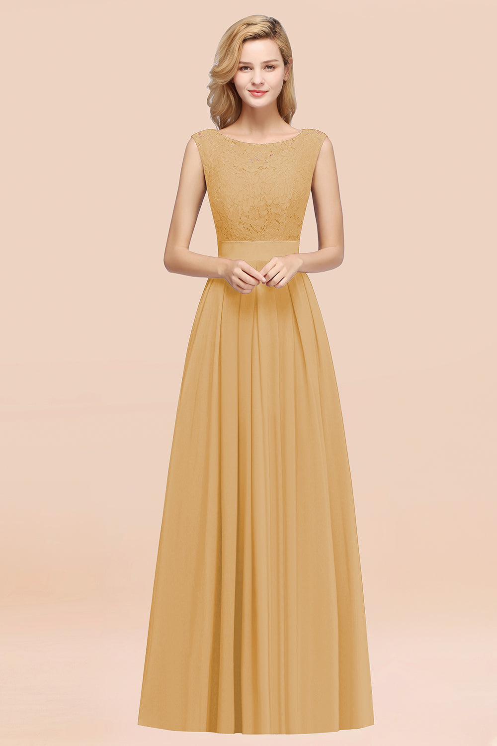 Vintage Sleeveless Lace Bridesmaid Dresses Affordable Chiffon Wedding Party Dress Online