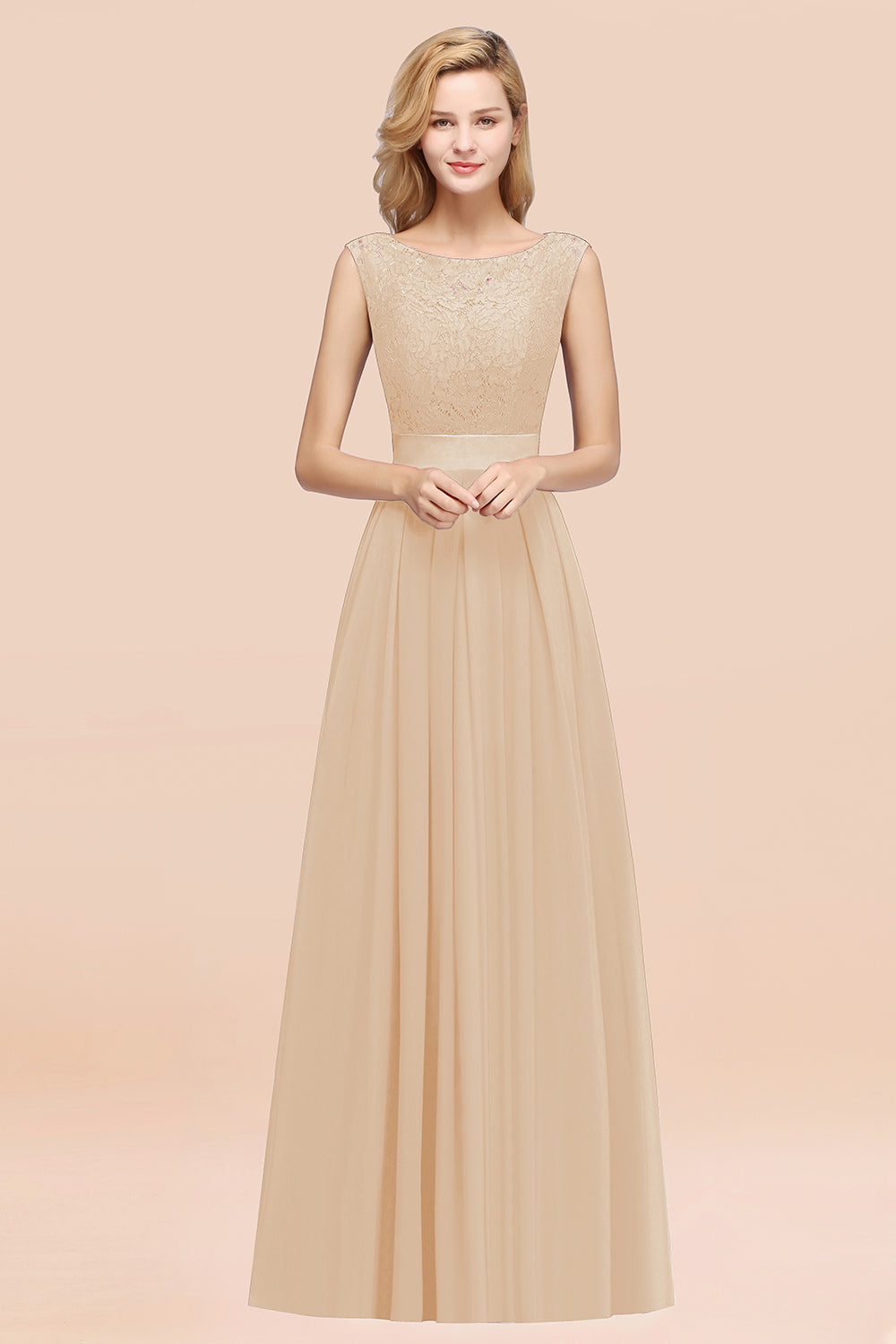 Vintage Sleeveless Lace Bridesmaid Dresses Affordable Chiffon Wedding Party Dress Online