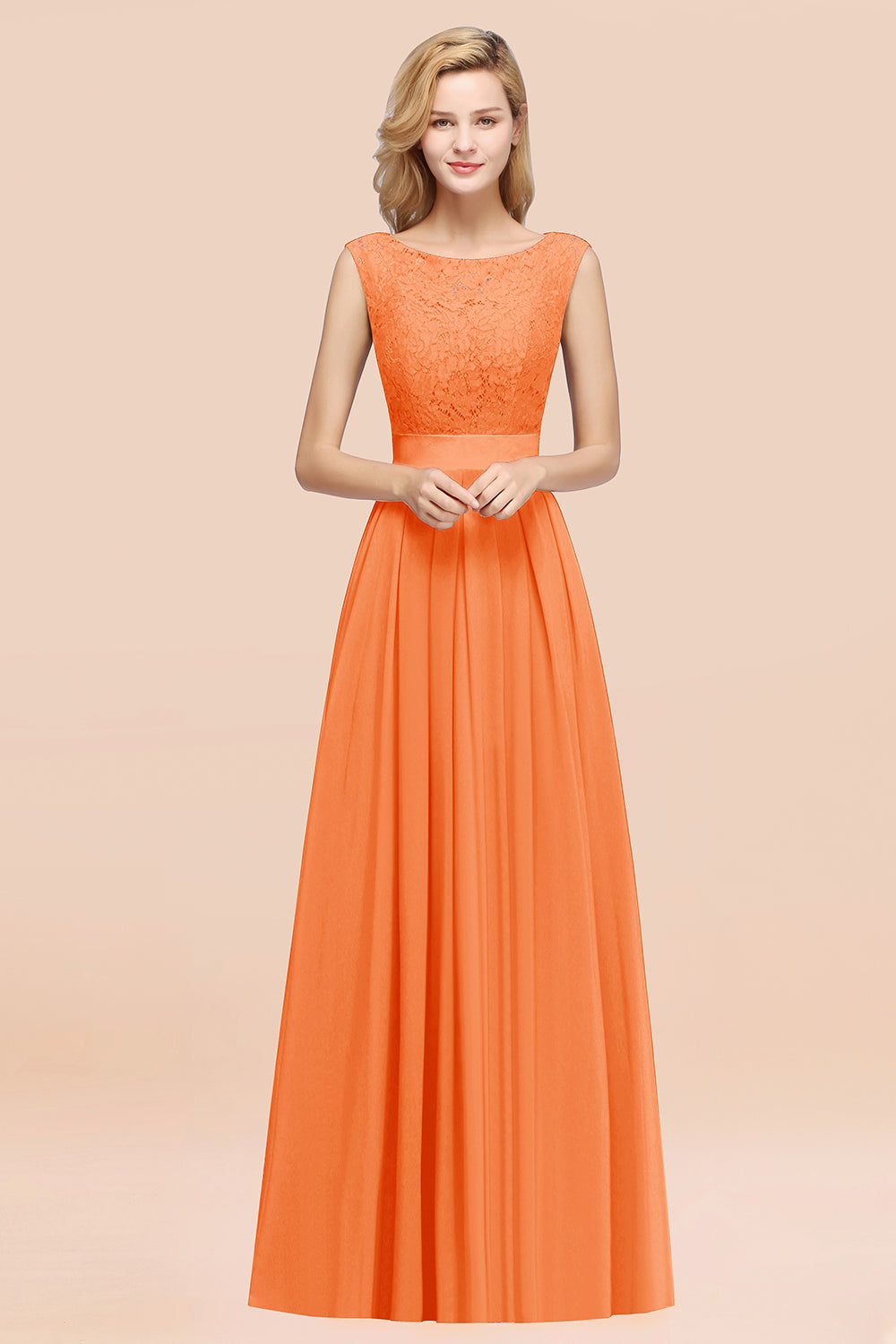 Vintage Sleeveless Lace Bridesmaid Dresses Affordable Chiffon Wedding Party Dress Online