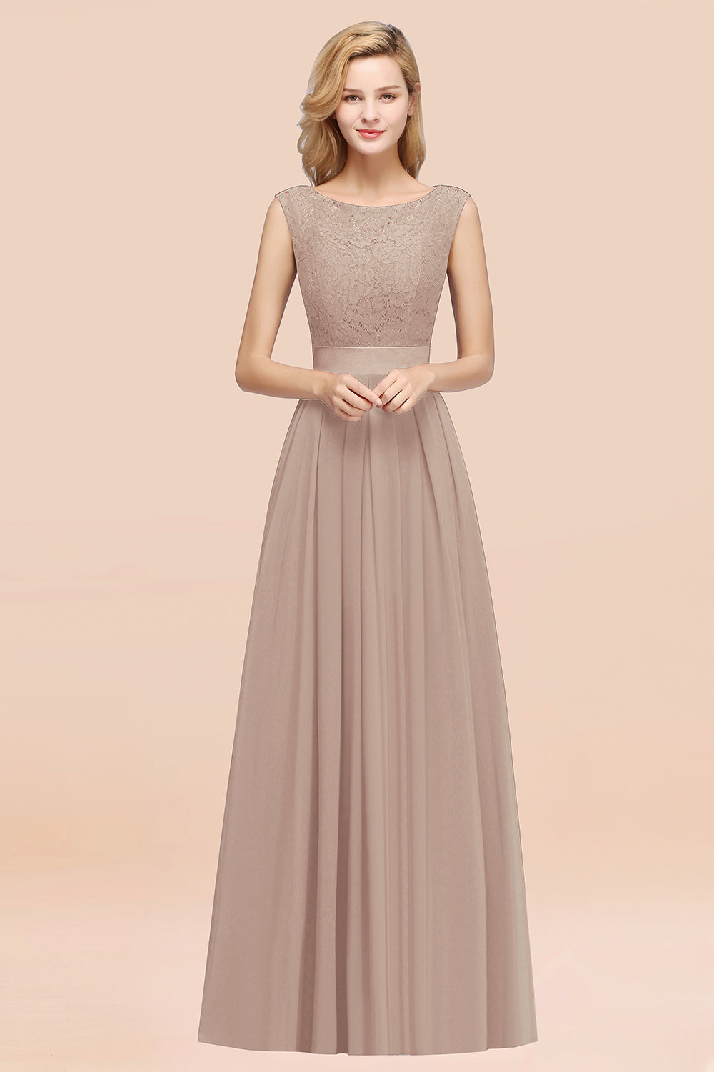 Vintage Sleeveless Lace Bridesmaid Dresses Affordable Chiffon Wedding Party Dress Online