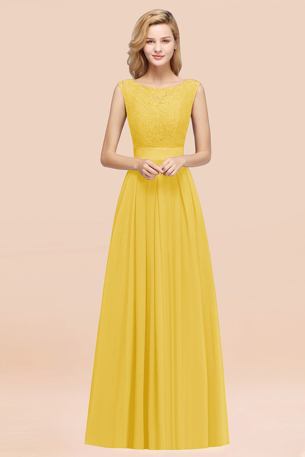 Vintage Sleeveless Lace Bridesmaid Dresses Affordable Chiffon Wedding Party Dress Online