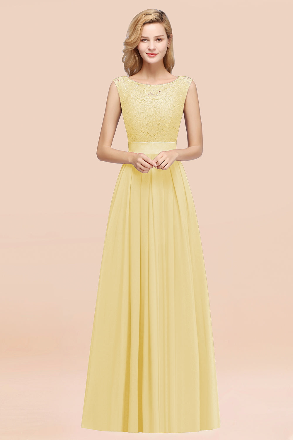Vintage Sleeveless Lace Bridesmaid Dresses Affordable Chiffon Wedding Party Dress Online