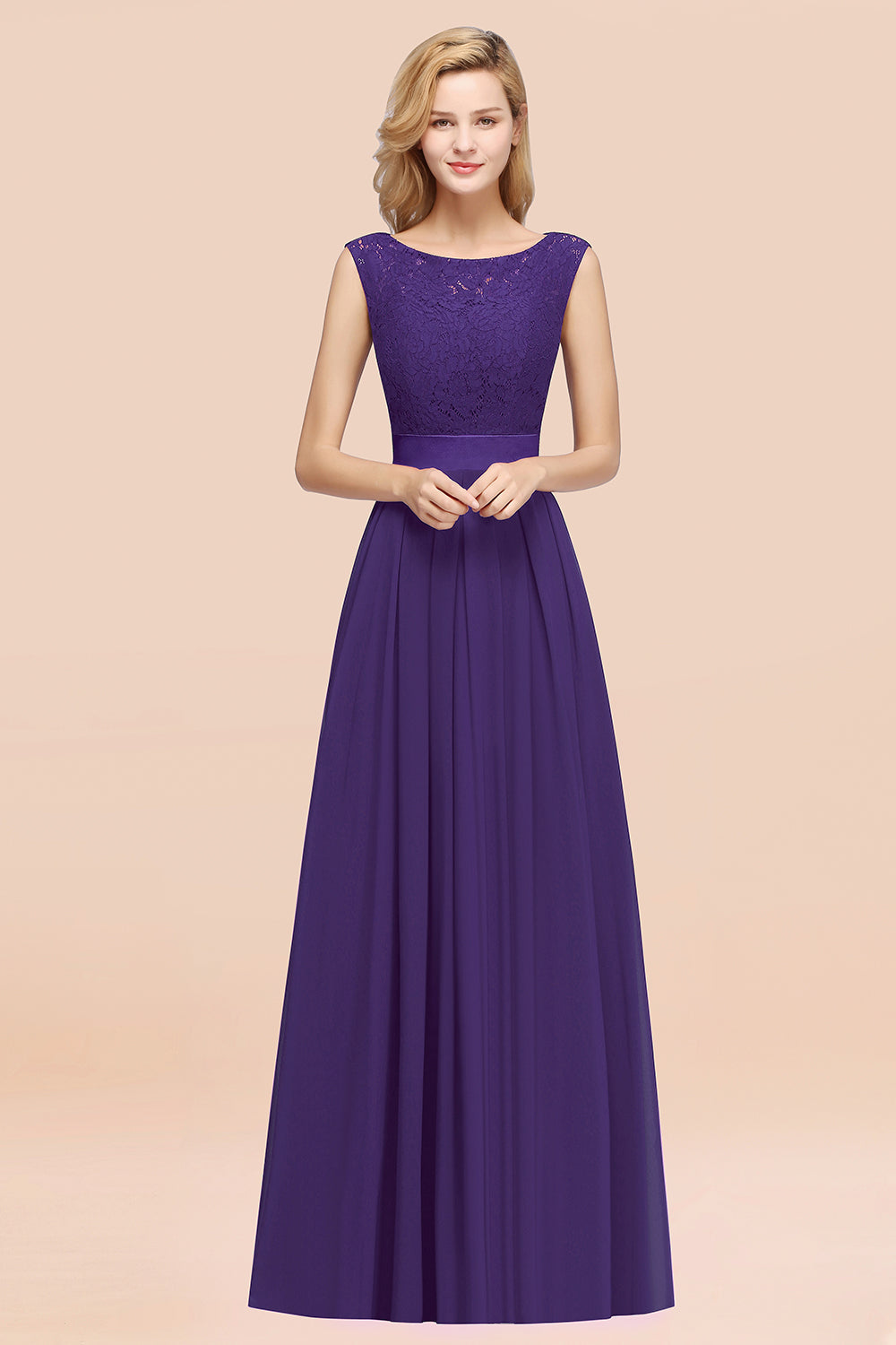 Vintage Sleeveless Lace Bridesmaid Dresses Affordable Chiffon Wedding Party Dress Online