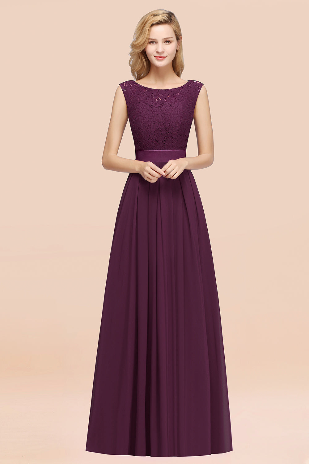 Vintage Sleeveless Lace Bridesmaid Dresses Affordable Chiffon Wedding Party Dress Online