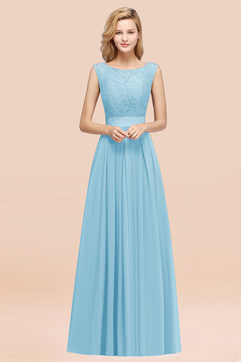 Vintage Sleeveless Lace Bridesmaid Dresses Affordable Chiffon Wedding Party Dress Online
