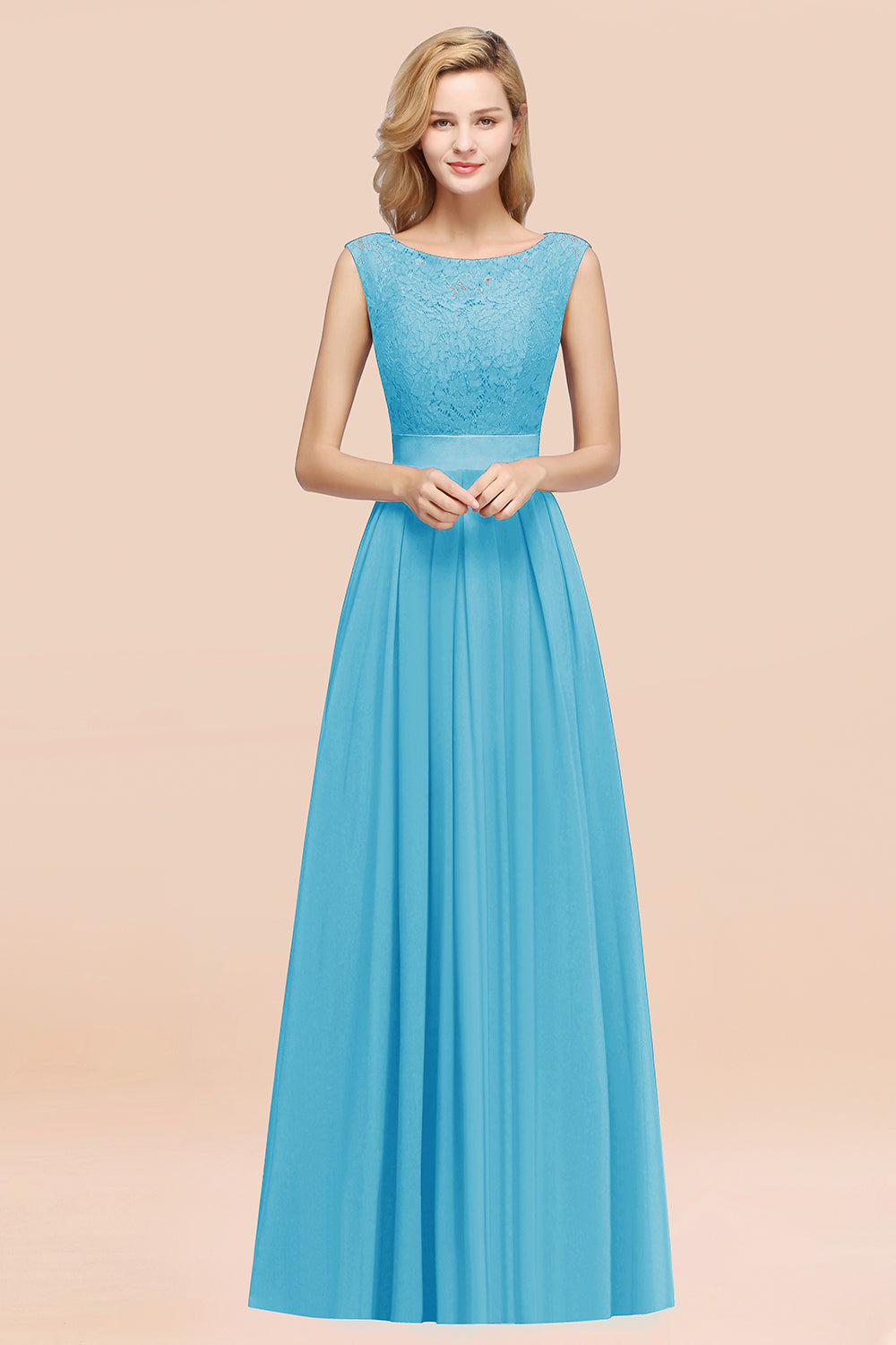 Vintage Sleeveless Lace Bridesmaid Dresses Affordable Chiffon Wedding Party Dress Online