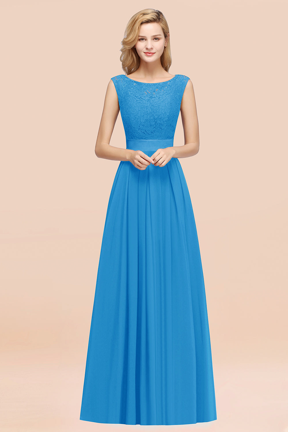 Vintage Sleeveless Lace Bridesmaid Dresses Affordable Chiffon Wedding Party Dress Online
