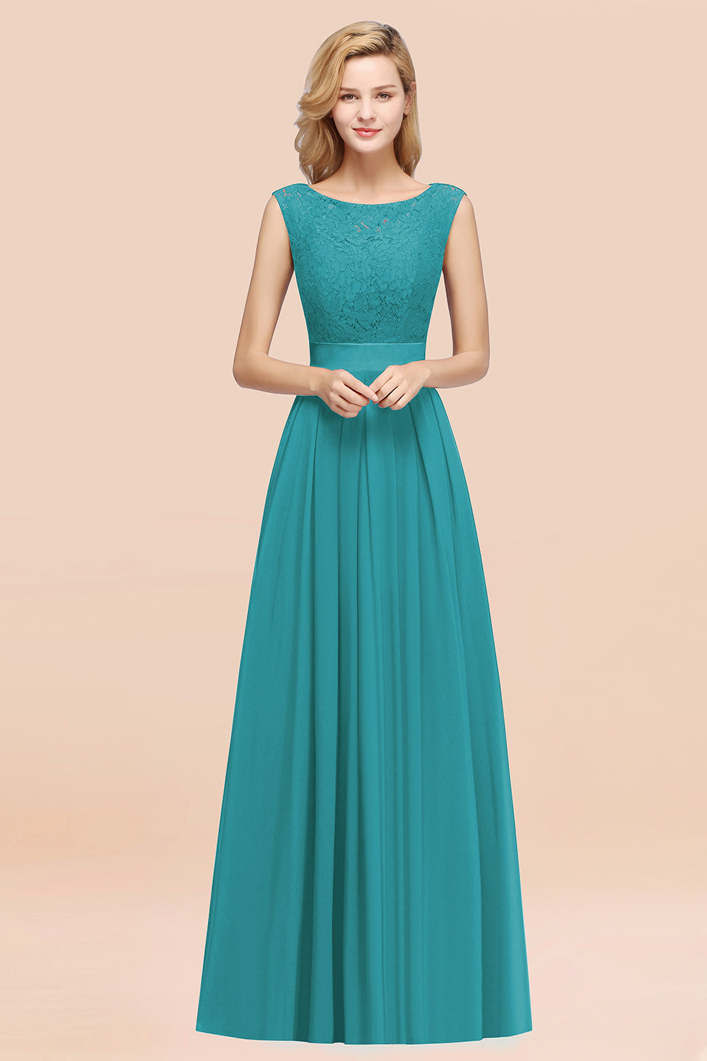 Vintage Sleeveless Lace Bridesmaid Dresses Affordable Chiffon Wedding Party Dress Online