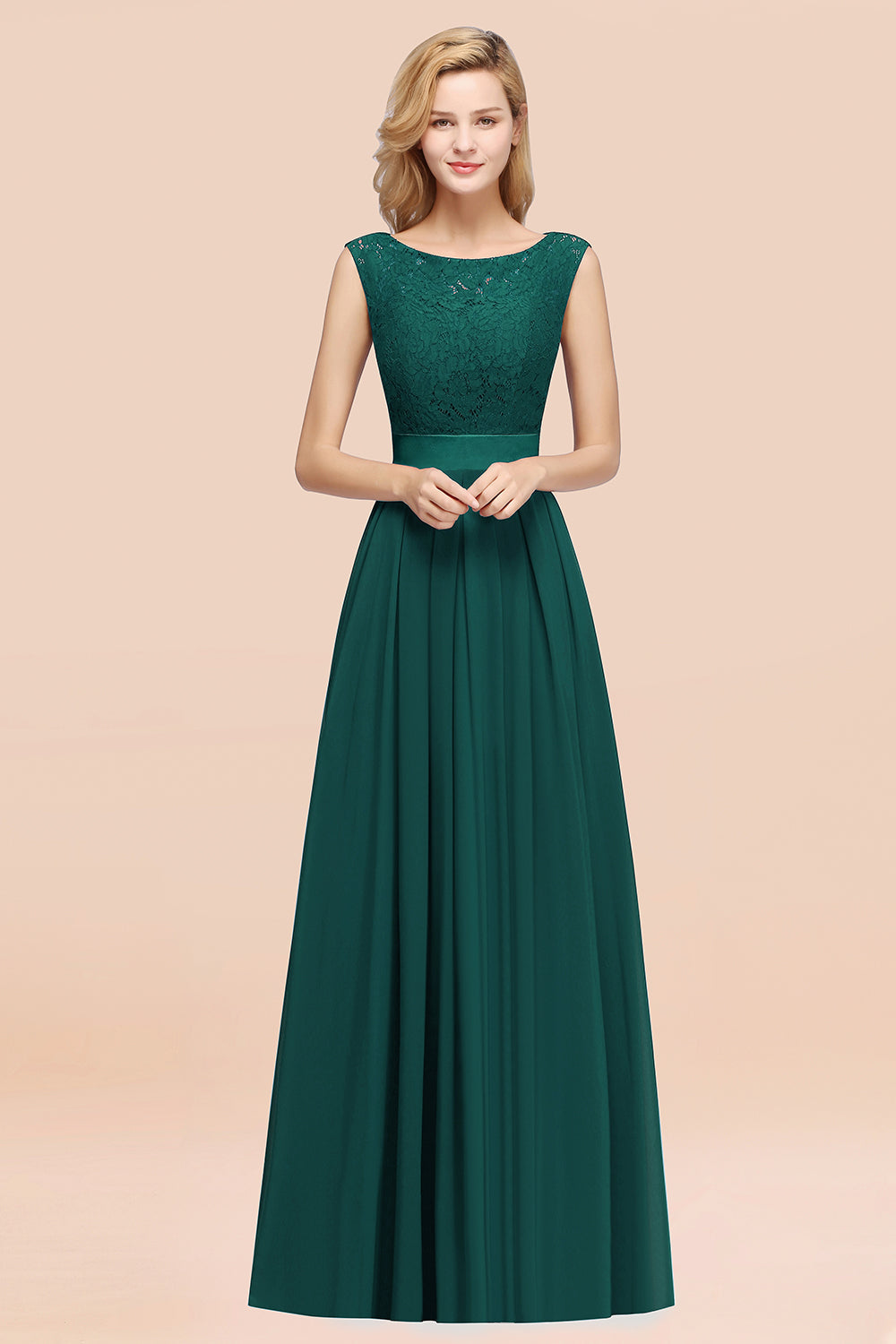 Vintage Sleeveless Lace Bridesmaid Dresses Affordable Chiffon Wedding Party Dress Online