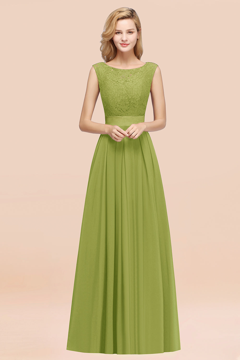 Vintage Sleeveless Lace Bridesmaid Dresses Affordable Chiffon Wedding Party Dress Online