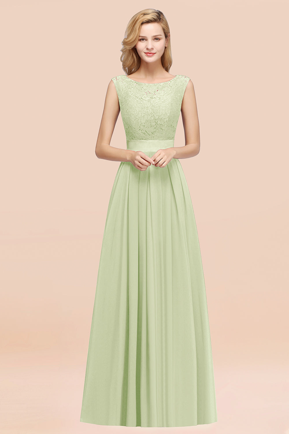 Vintage Sleeveless Lace Bridesmaid Dresses Affordable Chiffon Wedding Party Dress Online