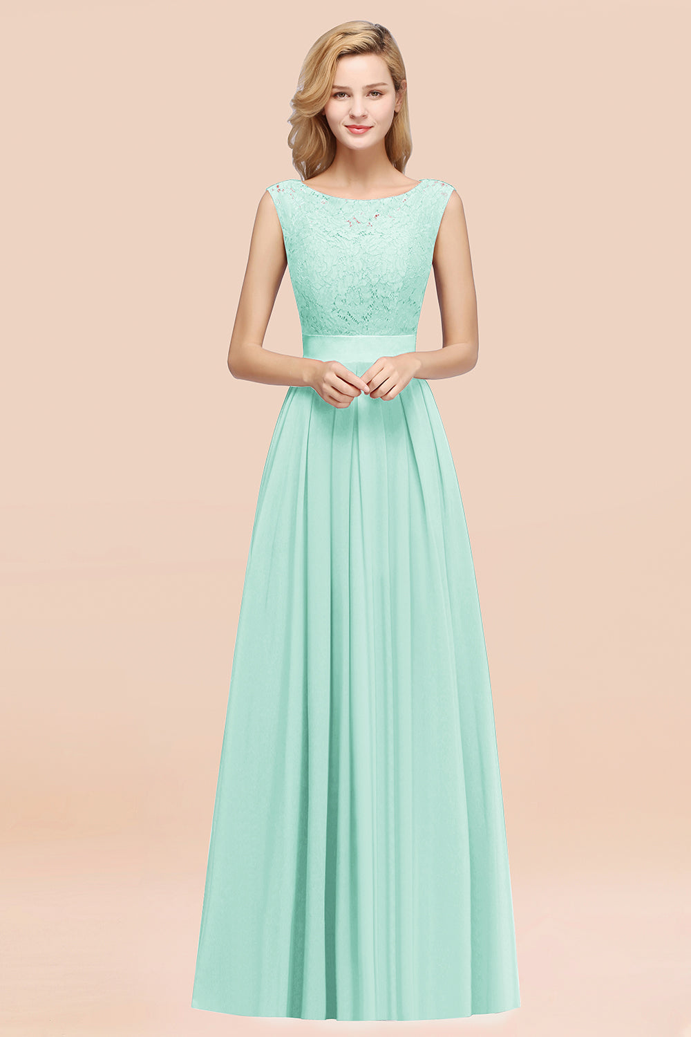 Vintage Sleeveless Lace Bridesmaid Dresses Affordable Chiffon Wedding Party Dress Online
