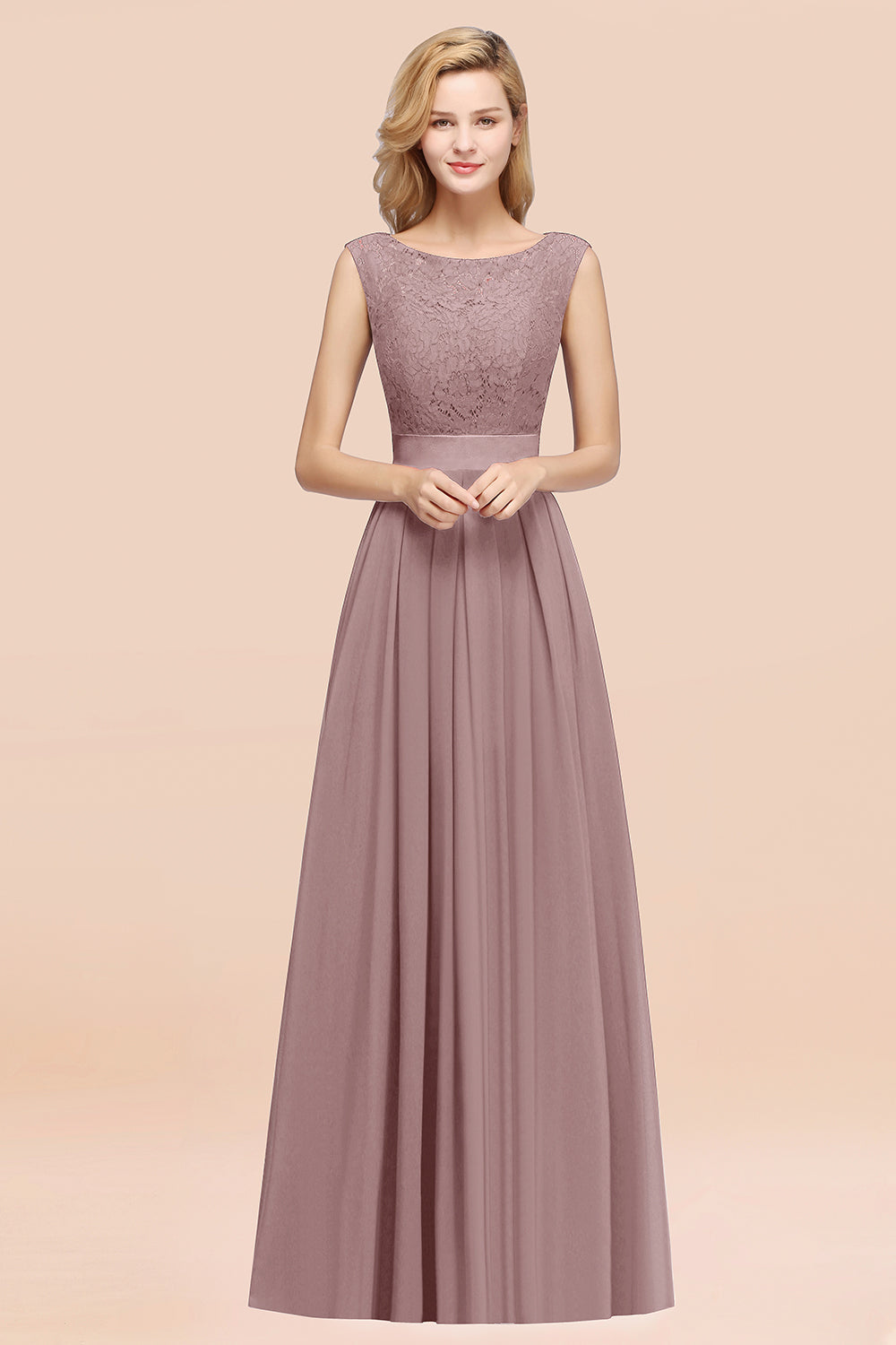 Vintage Sleeveless Lace Bridesmaid Dresses Affordable Chiffon Wedding Party Dress Online