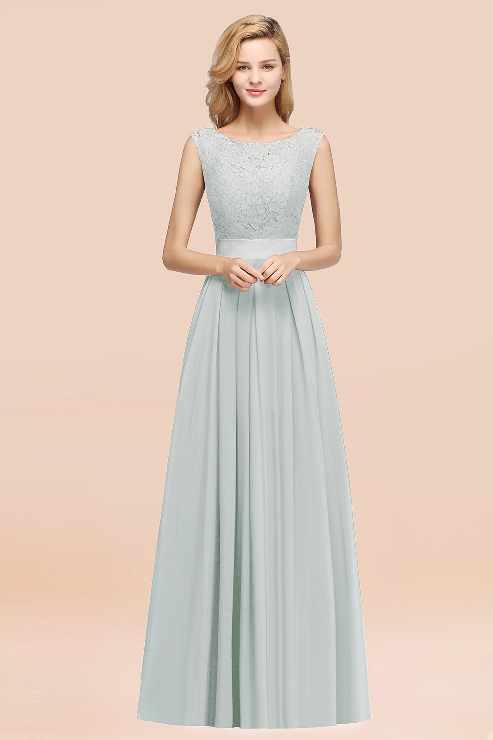 Vintage Sleeveless Lace Bridesmaid Dresses Affordable Chiffon Wedding Party Dress Online