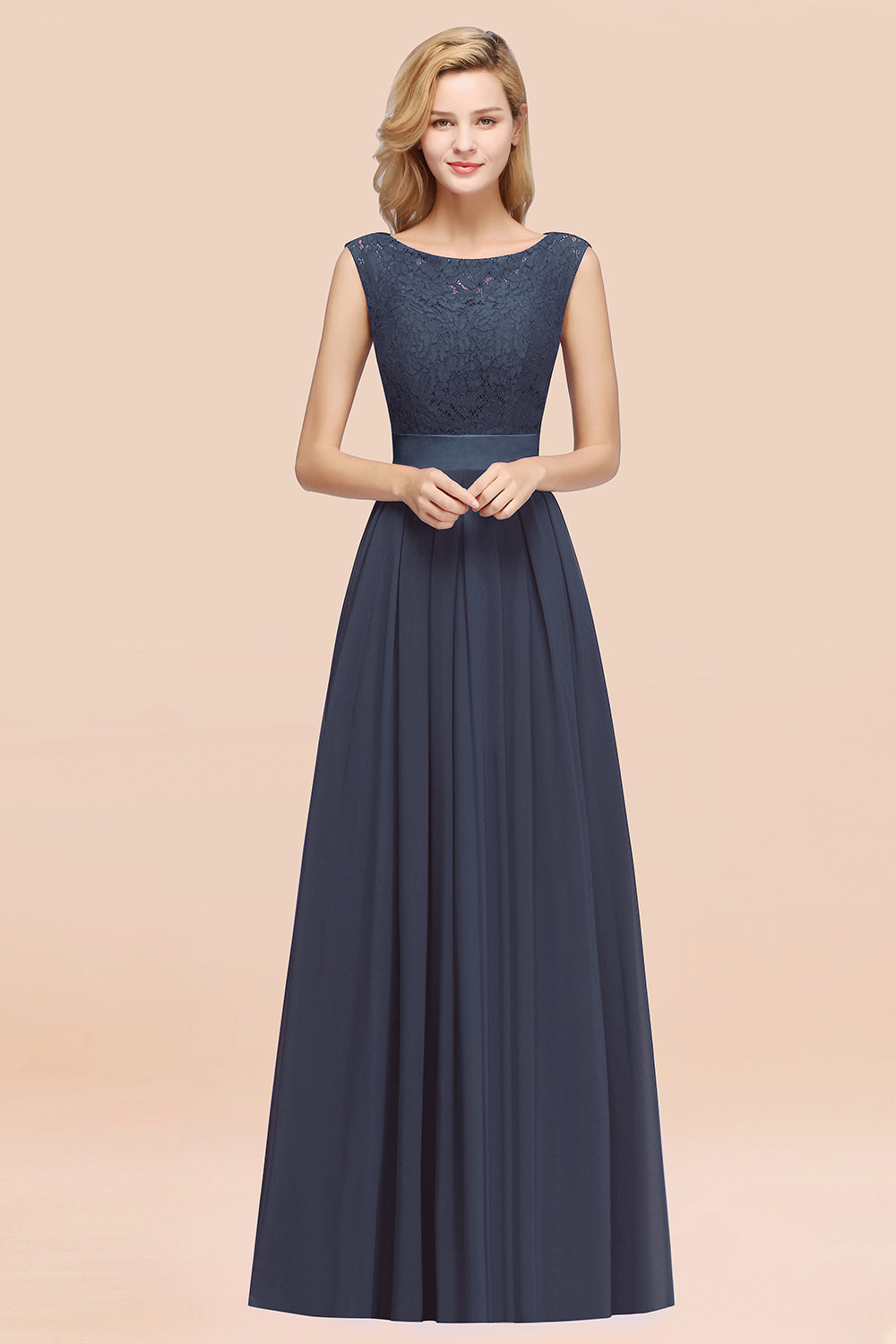Vintage Sleeveless Lace Bridesmaid Dresses Affordable Chiffon Wedding Party Dress Online