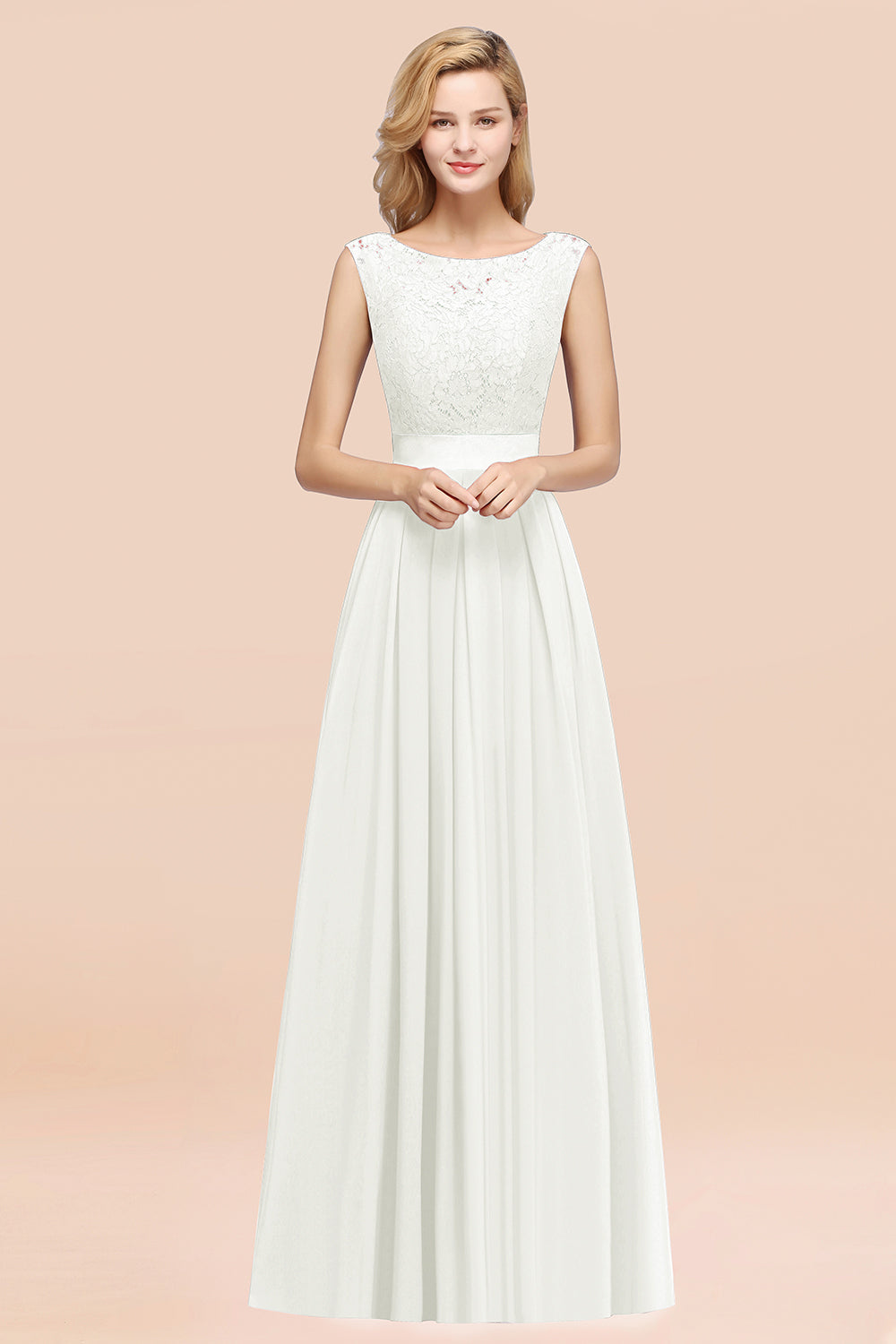 Vintage Sleeveless Lace Bridesmaid Dresses Affordable Chiffon Wedding Party Dress Online
