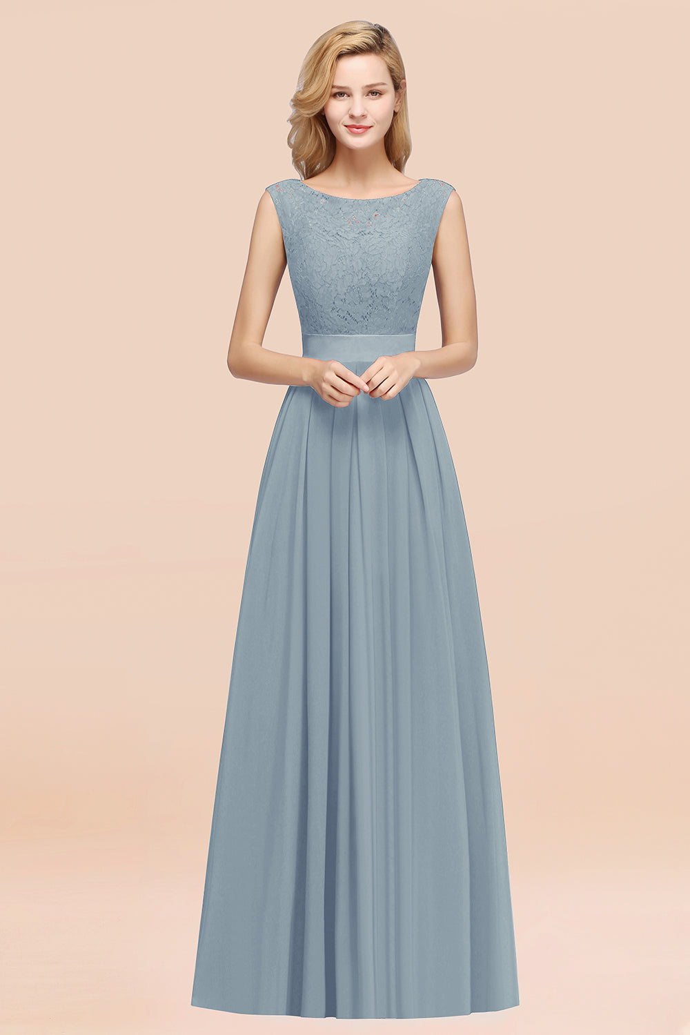 Vintage Sleeveless Lace Bridesmaid Dresses Affordable Chiffon Wedding Party Dress Online