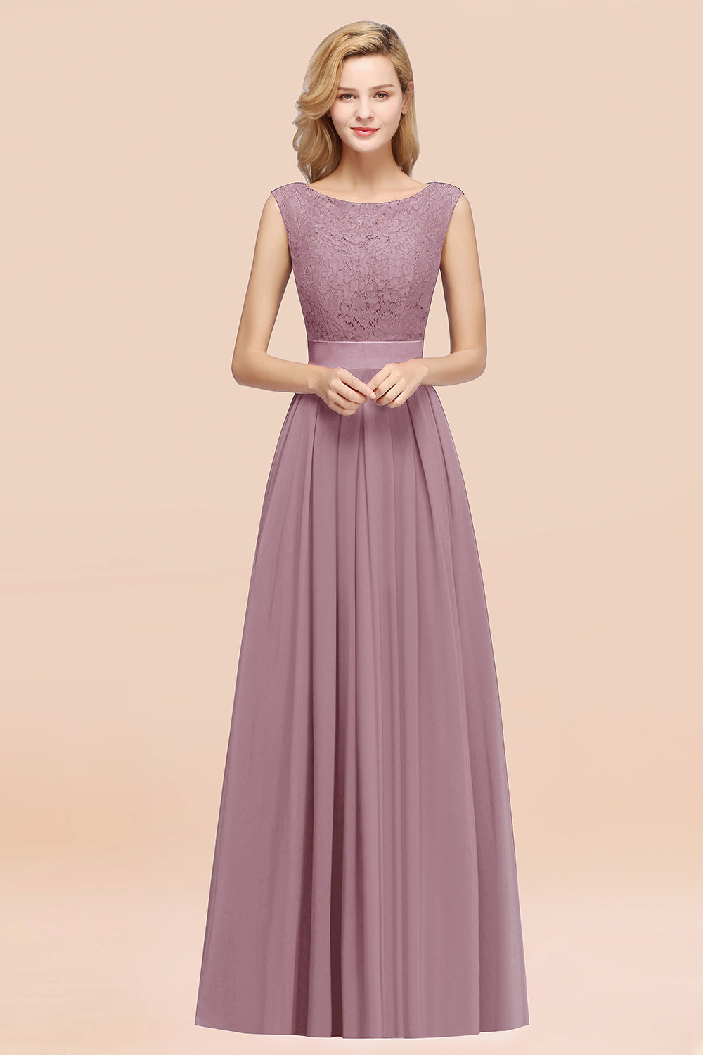 Vintage Sleeveless Lace Bridesmaid Dresses Affordable Chiffon Wedding Party Dress Online
