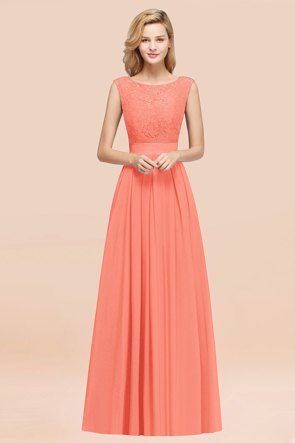 Vintage Sleeveless Lace Bridesmaid Dresses Affordable Chiffon Wedding Party Dress Online