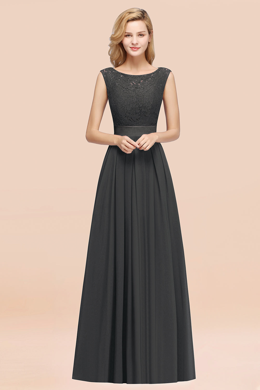 Vintage Sleeveless Lace Bridesmaid Dresses Affordable Chiffon Wedding Party Dress Online